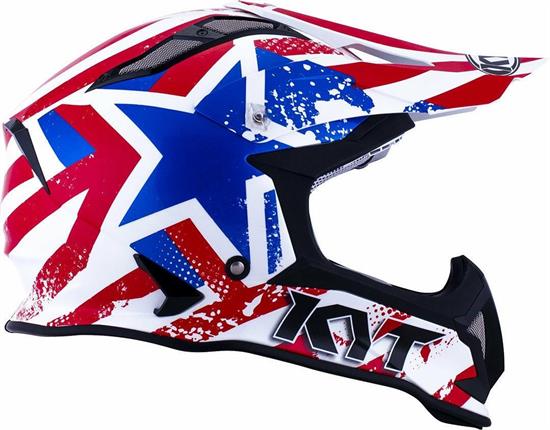 Casco KYT Strike Eagle Patriot Blu-Rosso L