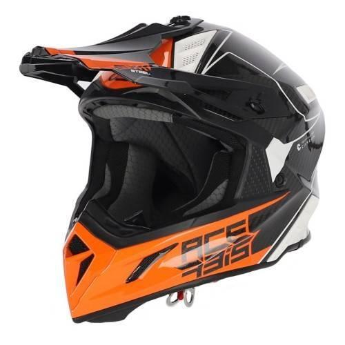 Casco Acerbis Stell Carbon Bianco Arancio M